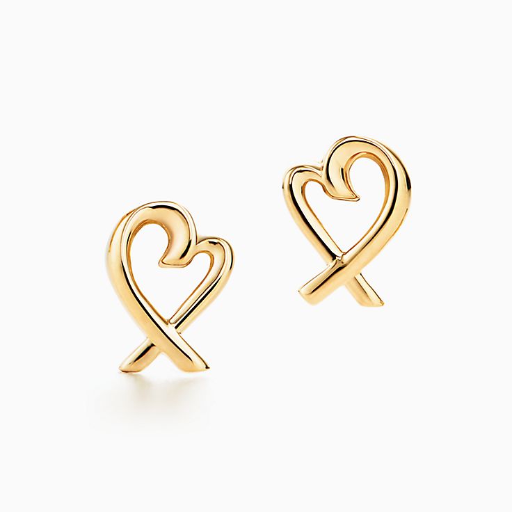 Paloma Picasso® 系列Loving Heart 18K 黄金耳环。 | Tiffany & Co.