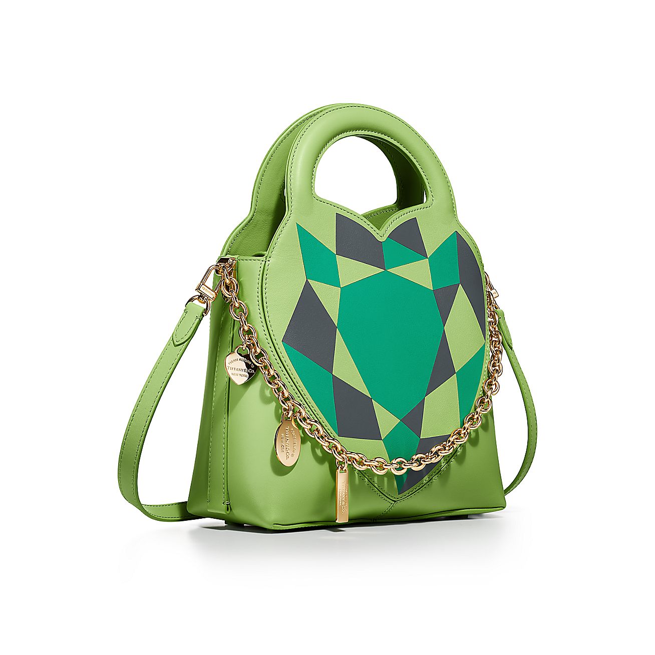 return to tiffany03 mini charm tote bag in green intarsia