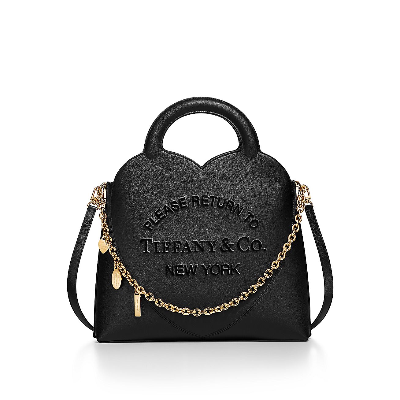 Return to Tiffany™ 系列黑色皮革小号吊饰托特包 | Tiffany & Co.