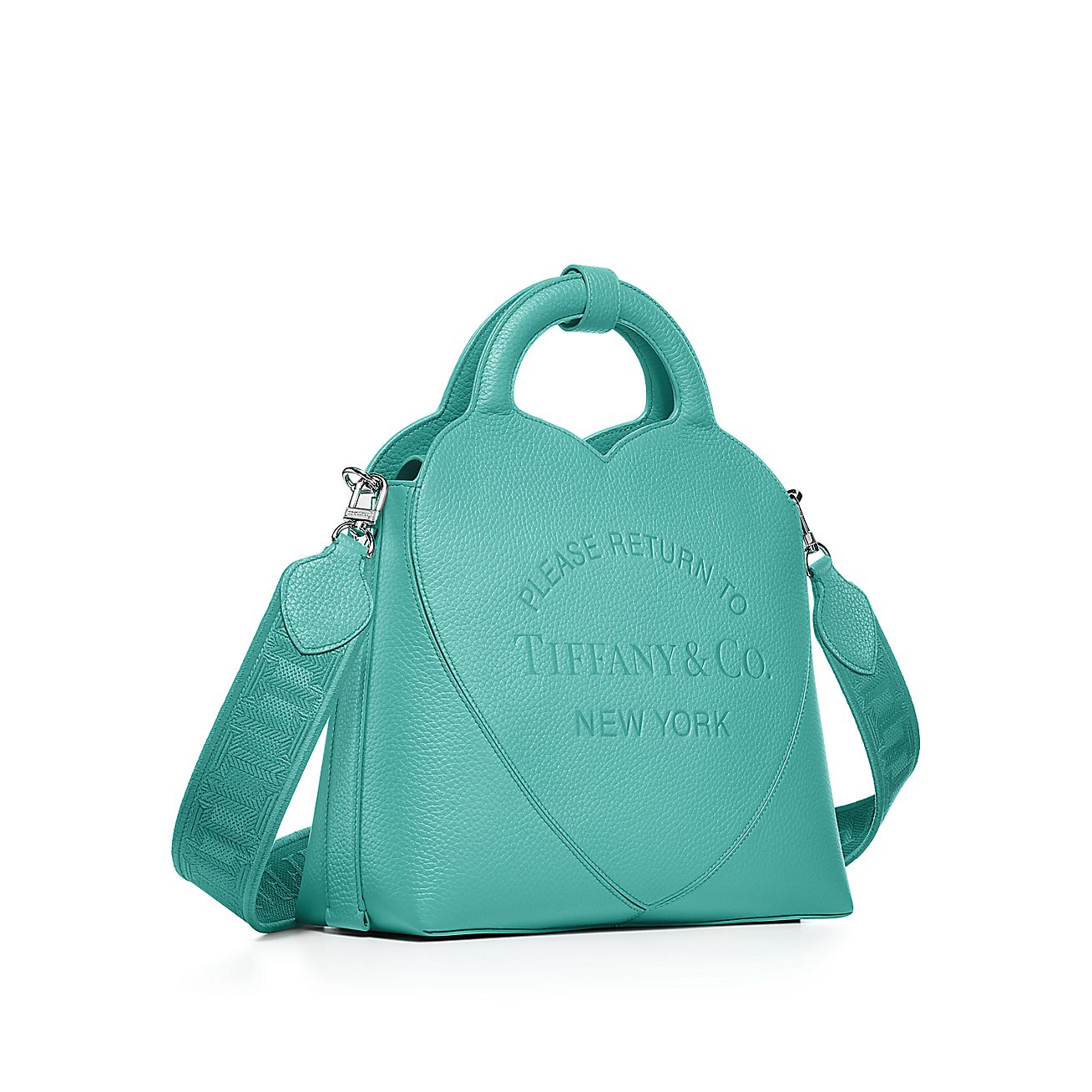 return to tiffany™ 系列 tiffany blue® 蒂芙尼蓝色皮革小号托