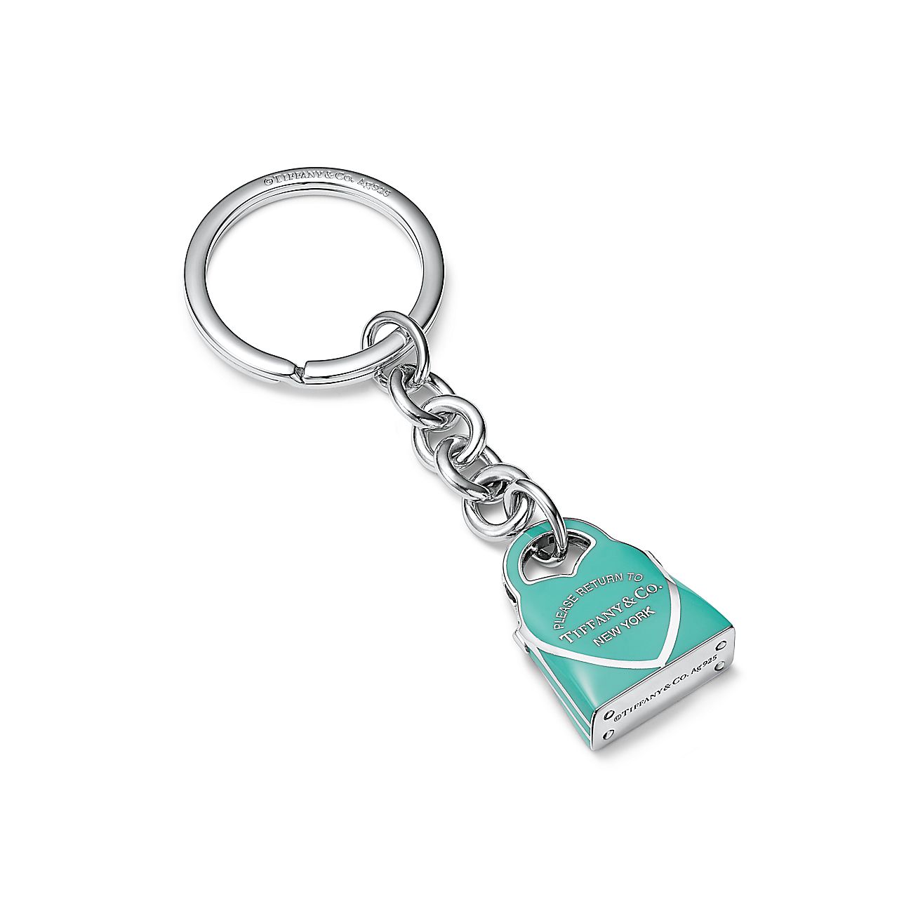 Return to Tiffany™ 系列纯银镶嵌 Tiffany Blue® 蒂芙尼蓝色珐琅手提包钥匙扣 | Tiffany & Co.