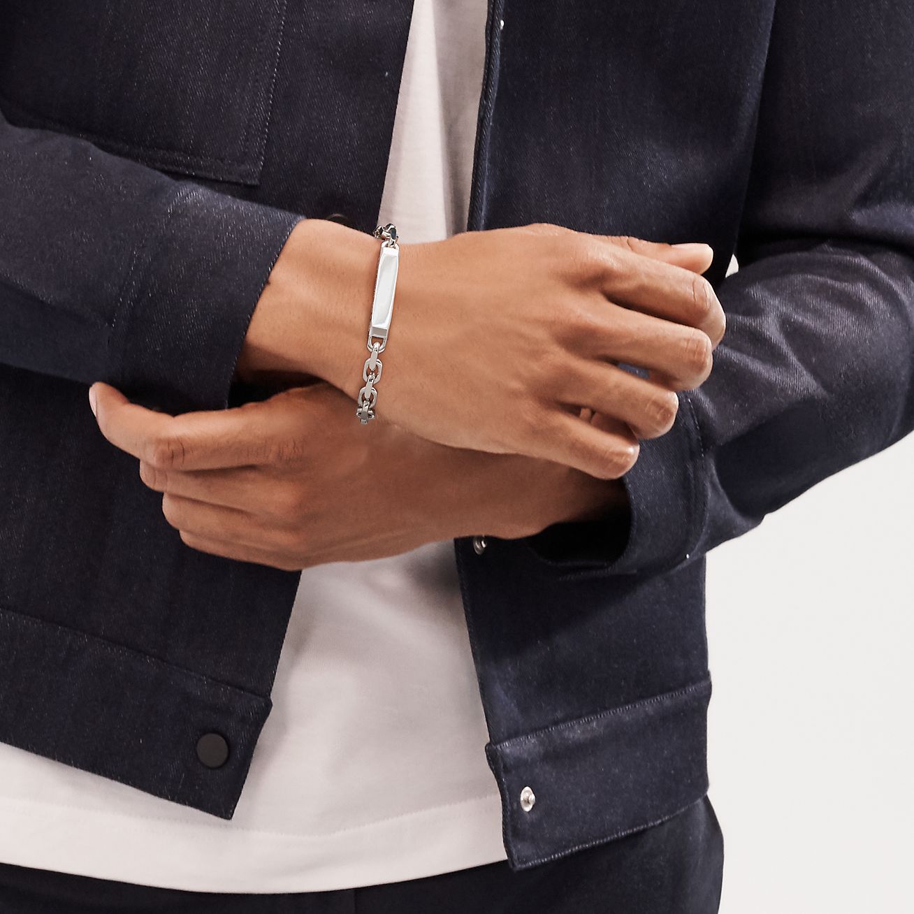 tiffany 183764 makers 系列纯银 i.d. 链结式手链,中号.