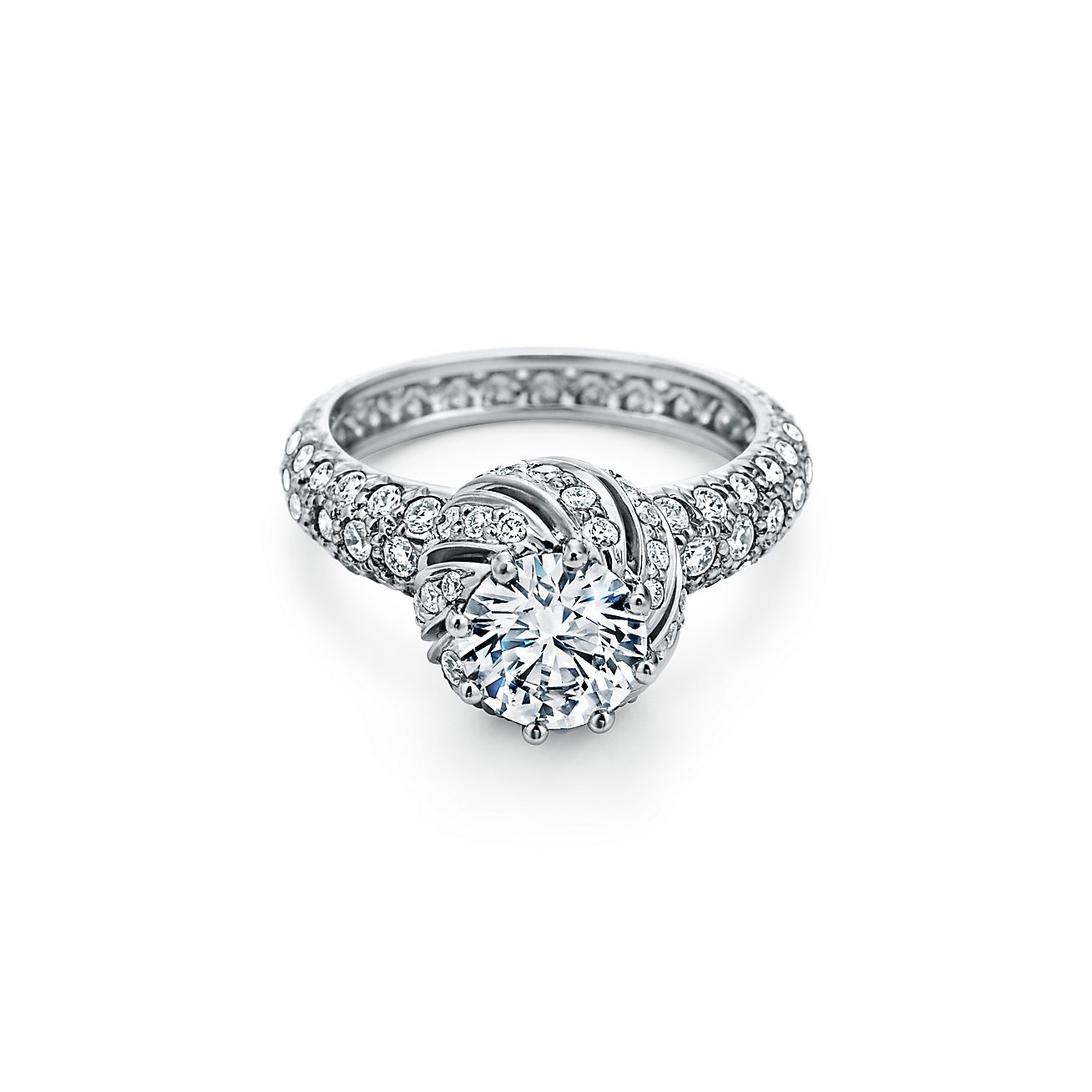 Tiffany & Co. Schlumberger 系列铂金镶钻戒圈花蕾式订婚钻戒。 | Tiffany & Co.