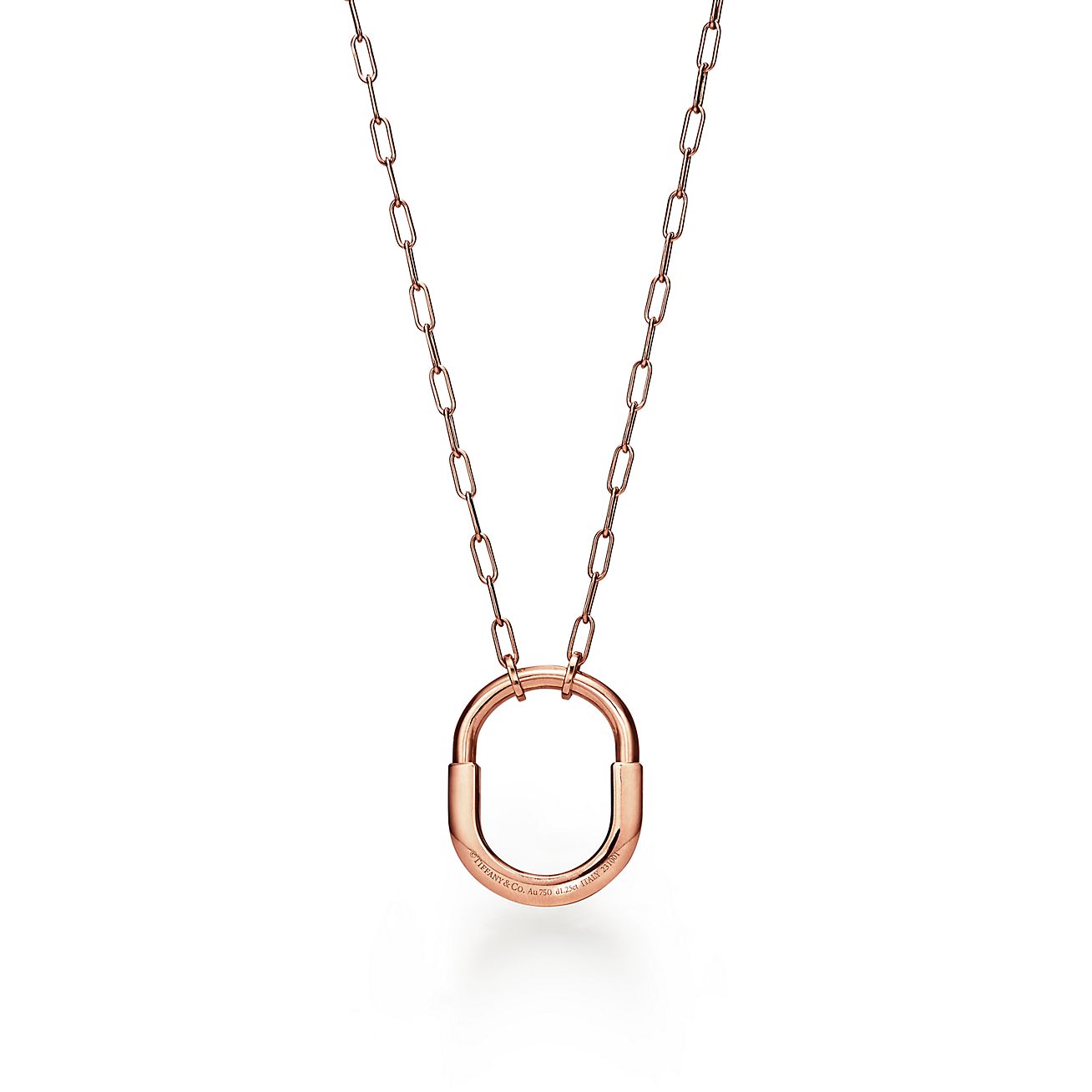 tiffany lock 系列 18k 玫瑰金铺镶钻石项链,中号 | tiffany & co.