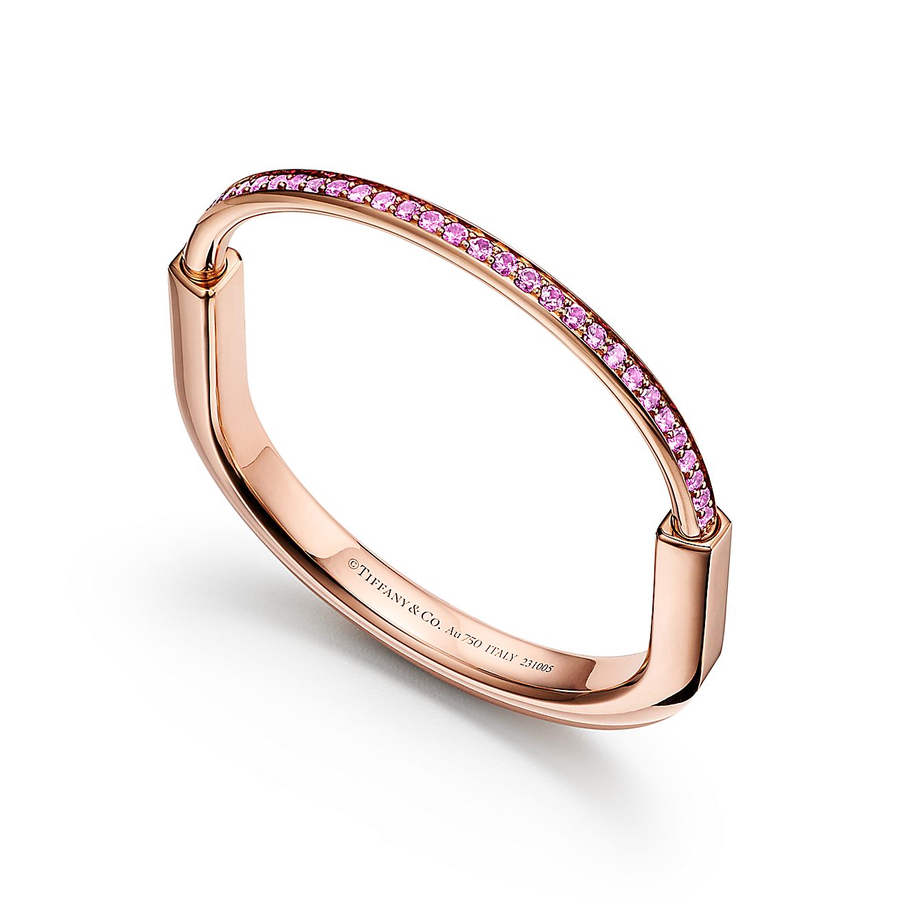 tiffany lock 系列 18k 玫瑰金镶嵌粉色蓝宝石手镯 | tiffany & co.