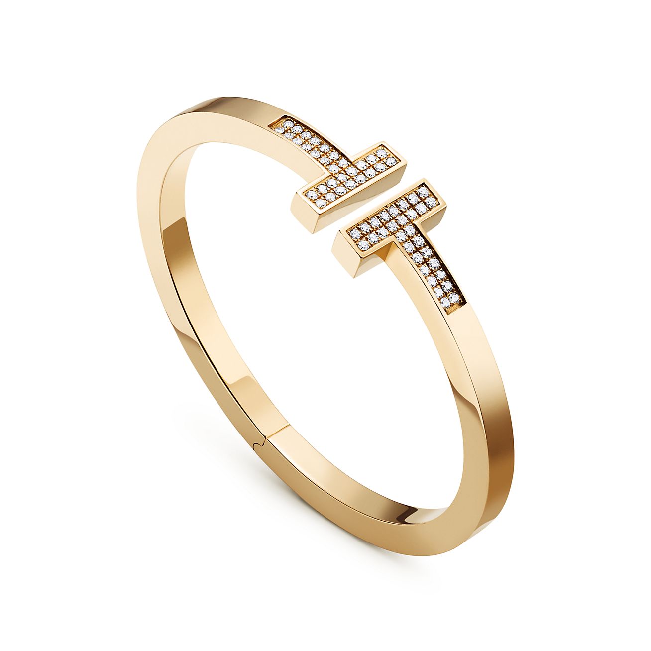 tiffany t pavé diamond square bracelet in 18k gold, medium