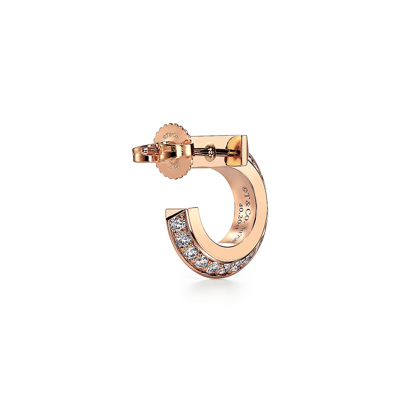 tiffany t t1 hoop earrings in rose gold with diamonds