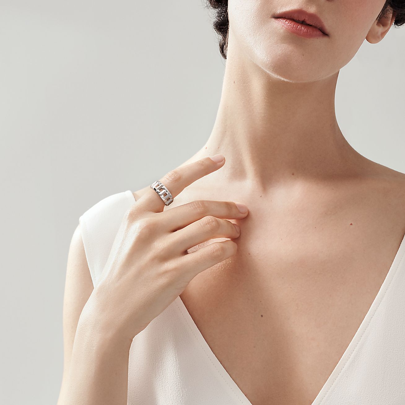 tiffany t true ring in white gold, 8 mm wide - alternate shot 1