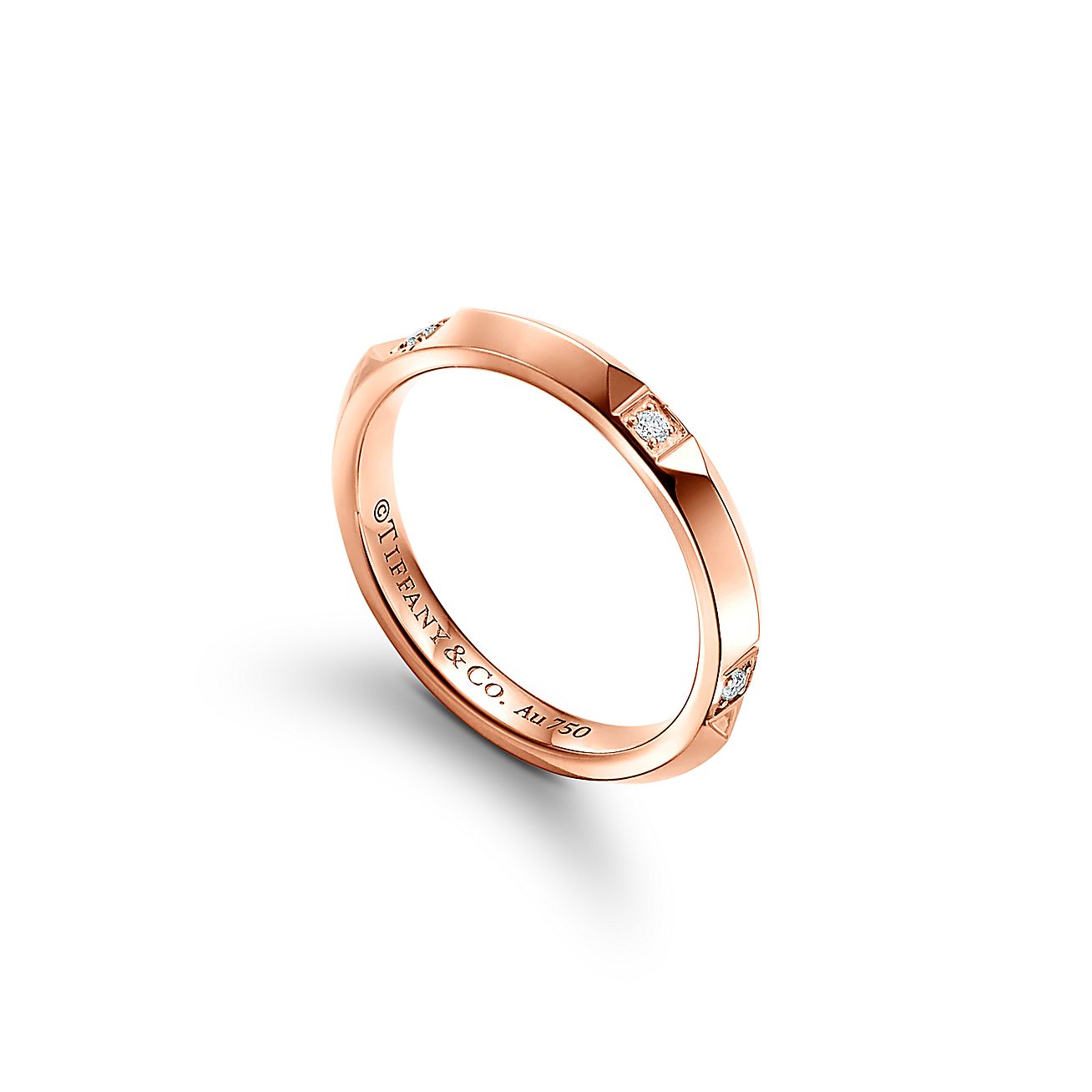 tiffany true 系列 18k 玫瑰金镶钻戒指,宽 2.5 毫米.