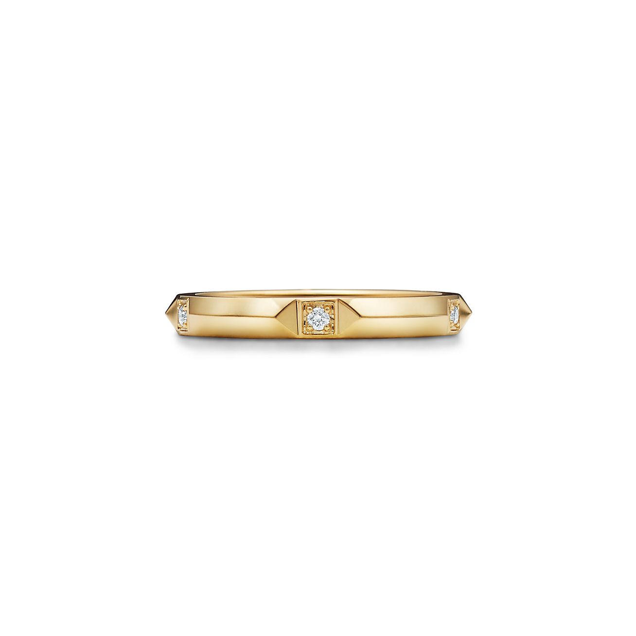 Tiffany True 系列18K 黄金镶钻戒指，宽2.5 毫米。 | Tiffany & Co.