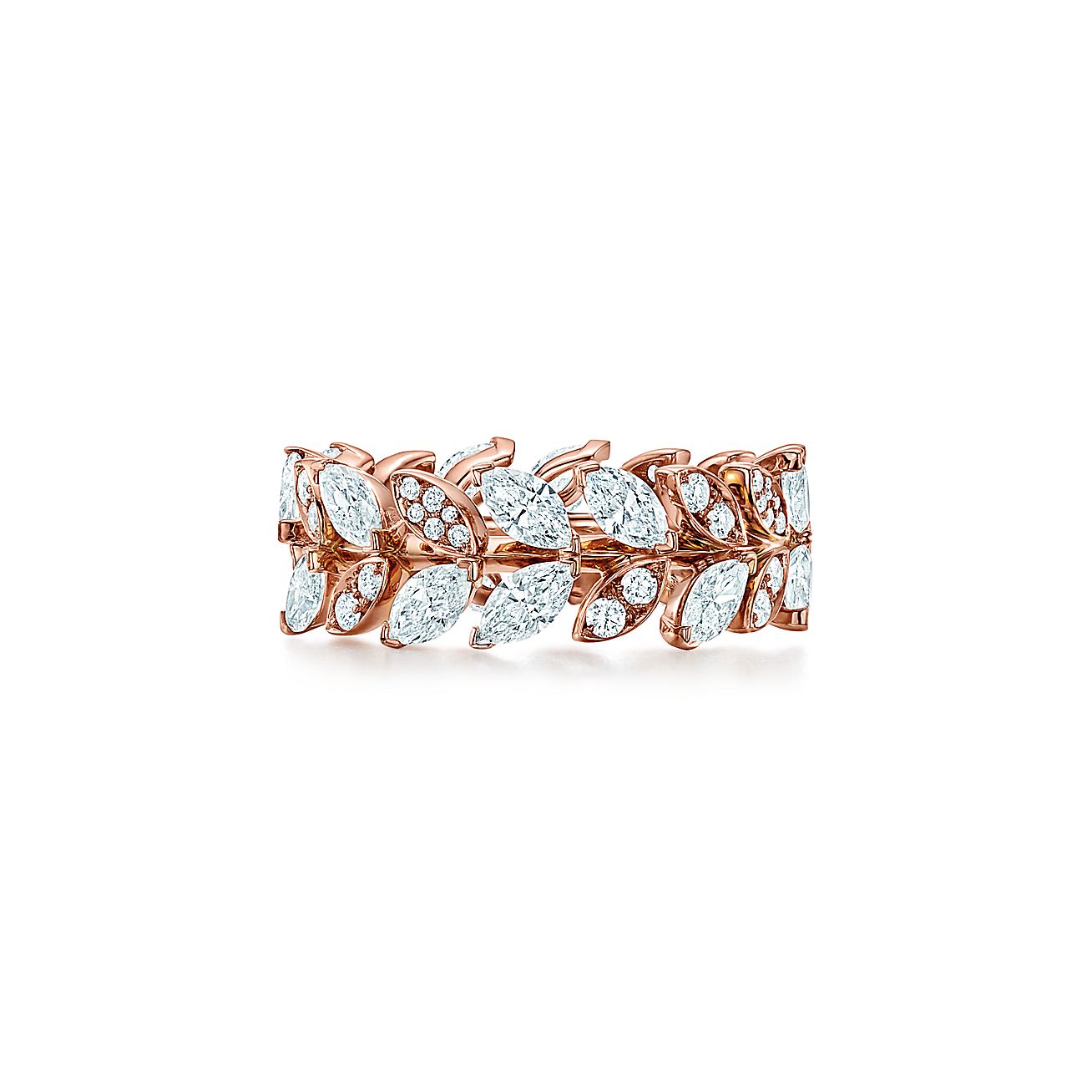 tiffany victoria64 系列 18k 玫瑰金镶钻藤蔓戒指.