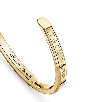 tiffany 183764 makers 系列 18k 黄金窄式手镯,中号.