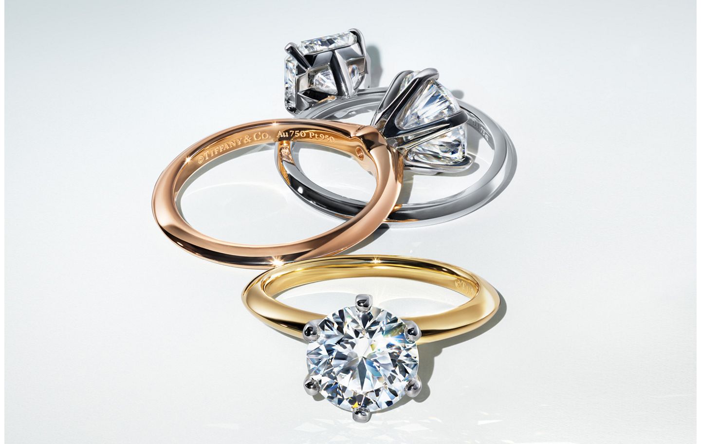 蒂芙尼精心打造 18k 白金,18k 黄金,18k 玫瑰金及铂金戒指.
